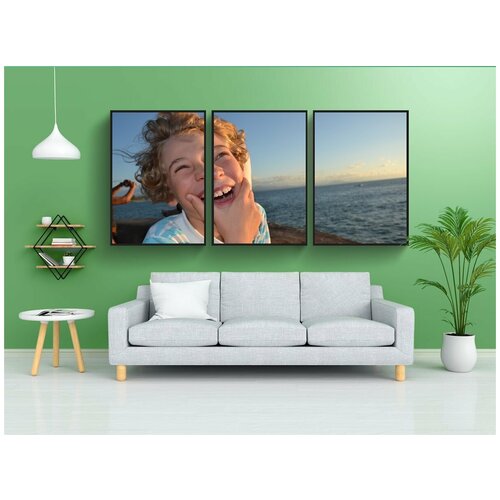 фото Набор модулных постеров для интерьера "ребенок, мальчик, смех" 60x90 см. в тубусе, без рамки lotsprints