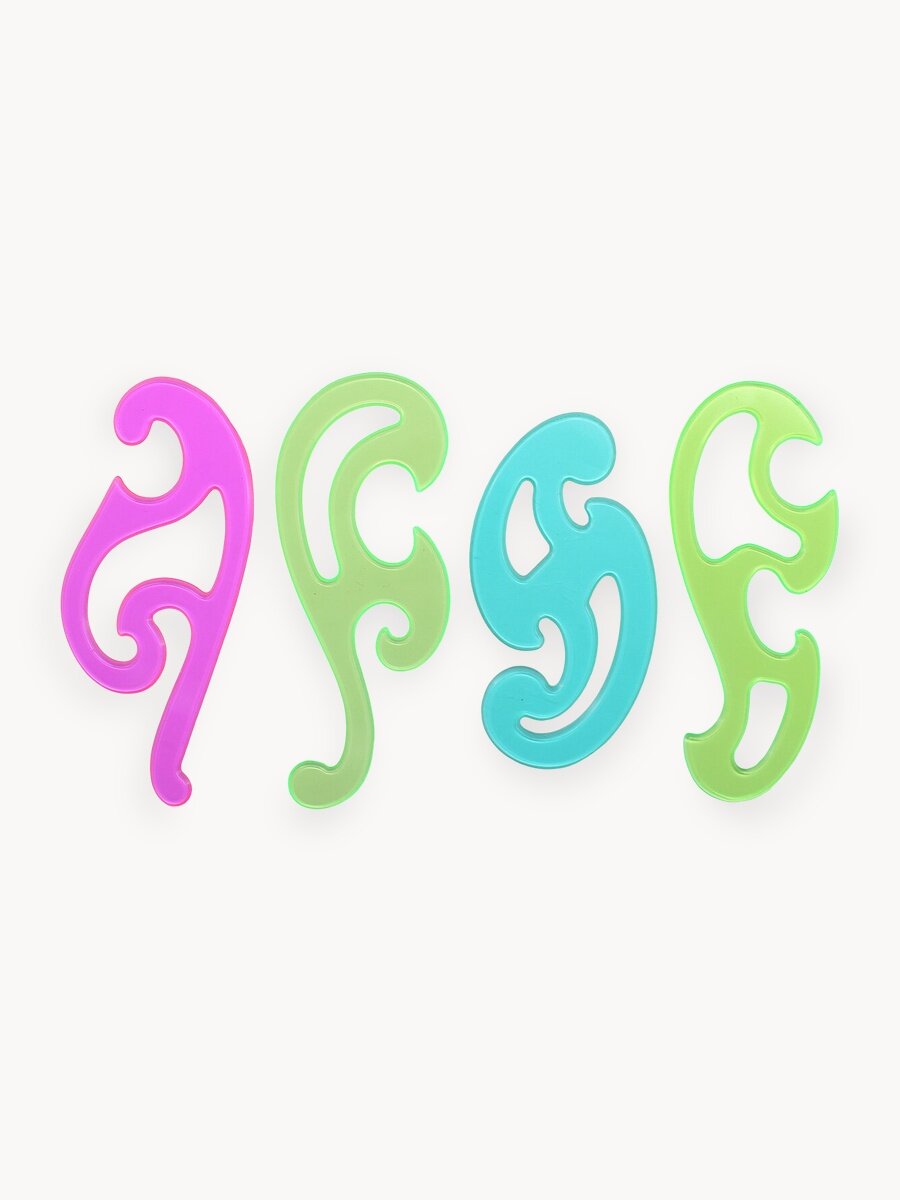 Лекала портновские прозрачные, набор 4 шт, 16,5х7 см, пластик, Рантис