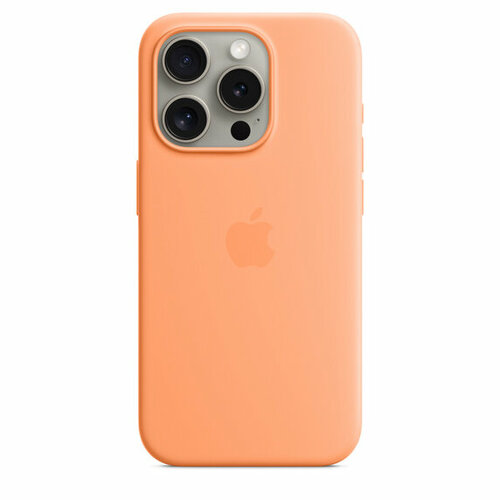 Apple iPhone 15 Pro Silicone Case with MagSafe - Orange Sorbet (MT1H3) apple iphone 15 pro silicone case with magsafe orange sorbet mt1h3