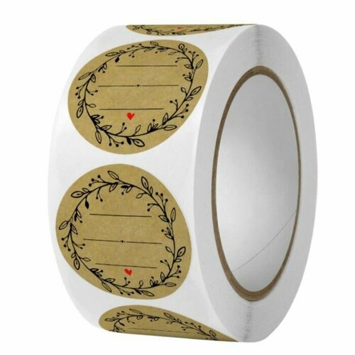 Наклейка бумага Веточка и сердечко d 25 см 500 шт в рулоне 3х65х65 см 508₽