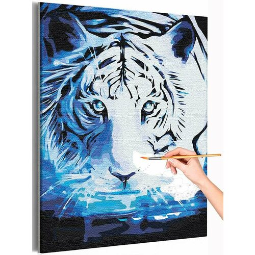 Тигр водяной / Символ года / Животные Раскраска картина по номерам на холсте с неоновой краской 30х40