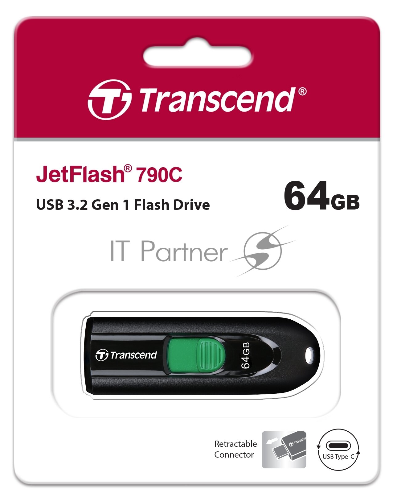 Флешка USB (Type-C) TRANSCEND Jetflash 790С 64ГБ, USB3.0, черный [ts64gjf790c] - фото №14
