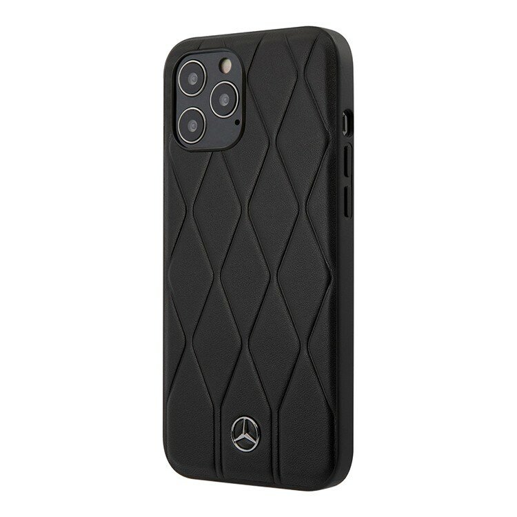 фото Кожаный чехол Mercedes Wave Quilted Hard для iPhone 12 Pro Max, черный