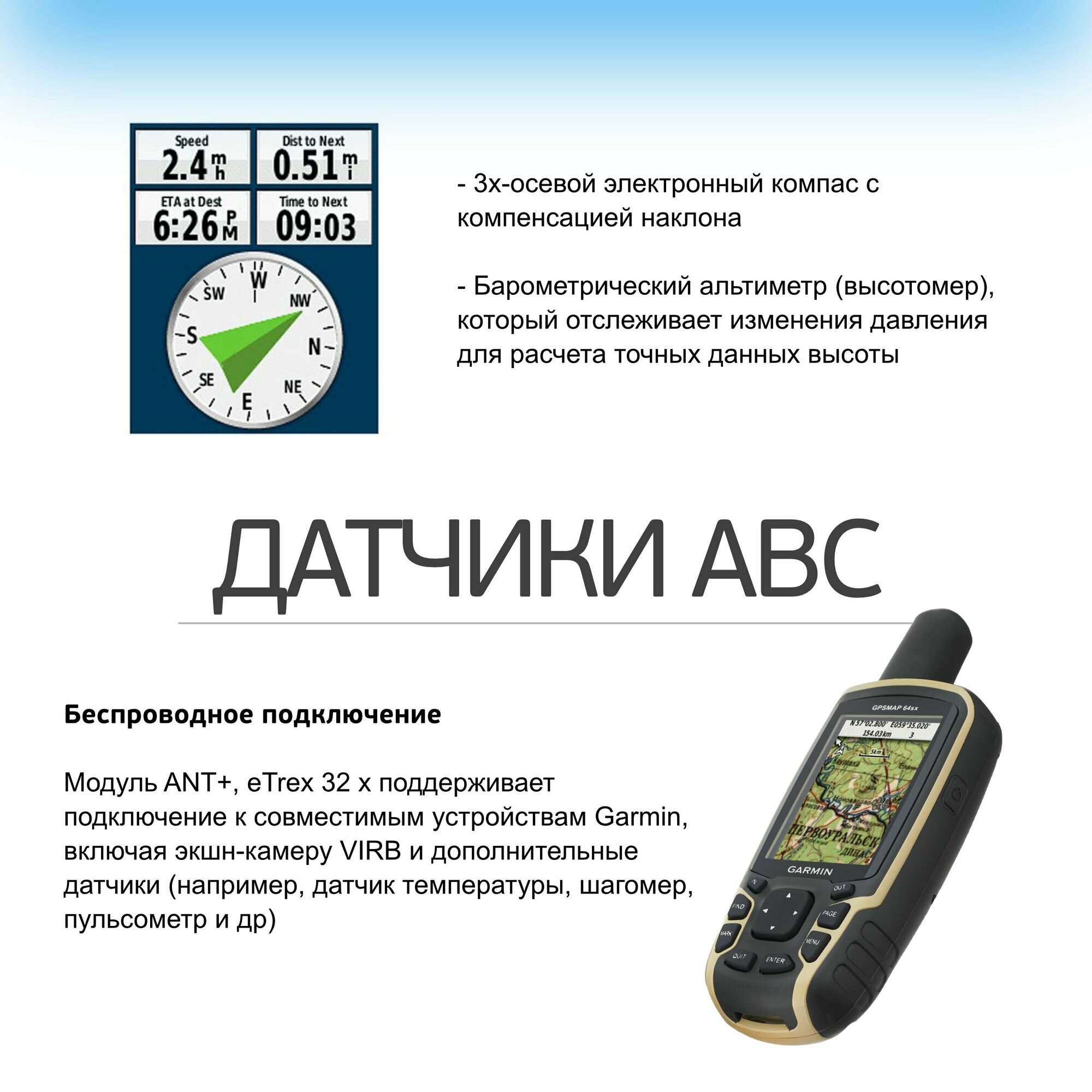 Навигатор Garmin GPSMAP 64SX 010-02258-11 - фото №15