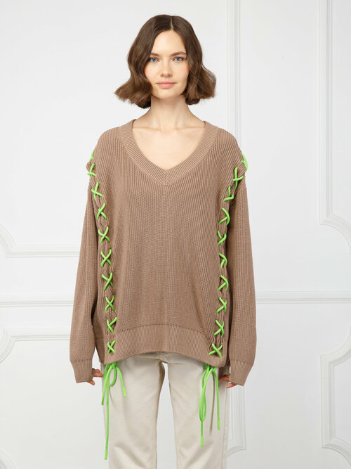 Пуловер ELEGANZZA, размер M, бежевый, зеленый