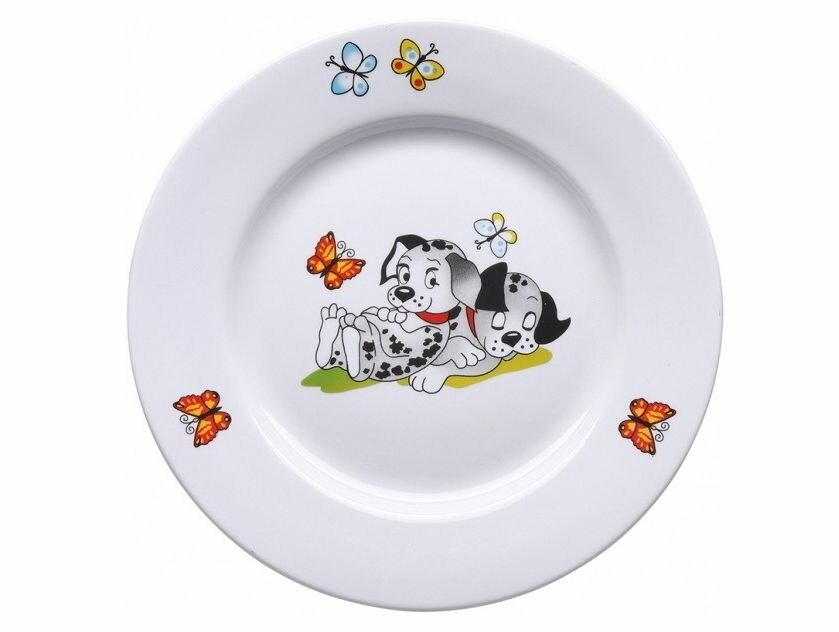 фото Тарелка фарфоровая 175мм мелкая Гладкий край Озорные щенки 2 шт.