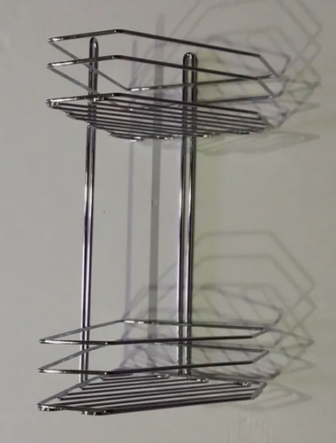 Изображение товара Угловая 2-х ярусная полка для ванной Zalel, хромированная, 39х19х19