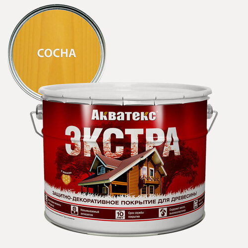 Изображение товара Защитно-декоративное покрытие для дерева акватекс экстра алкидное, полуглянцевое, сосна 9л