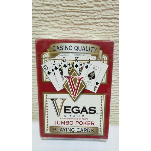 Карты игральные Vegas V с пластиковым покрытием, 54 шт, красные