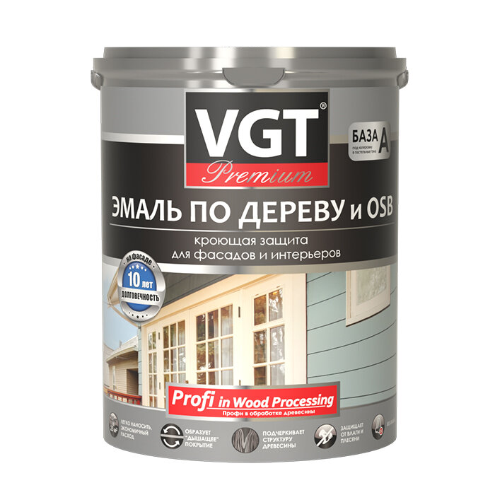 фото Эмаль по Дереву и OSB VGT Premium 1кг Кремовая ВД-АК-1179 Акриловая, Полуматовая для Внутренних и Наружных Работ / ВГТ Премиум.
