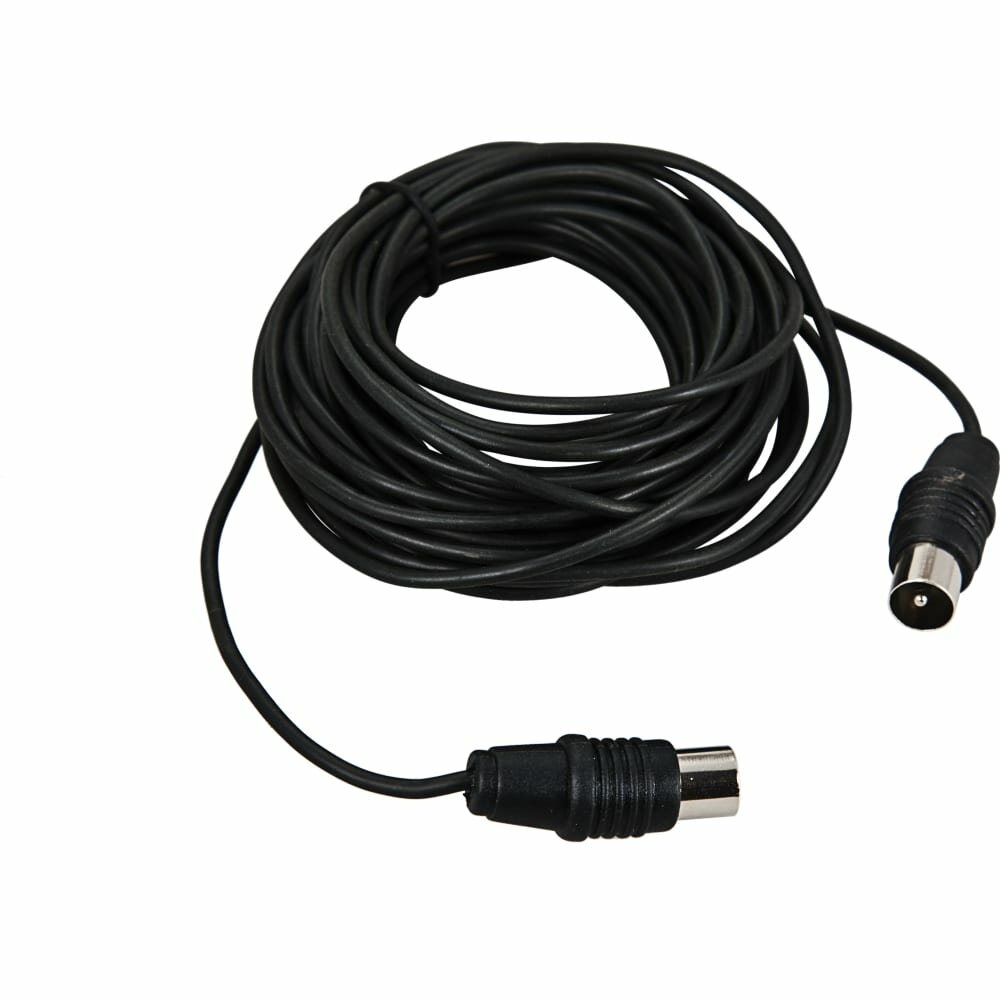 ВЧ кабель (ТВ штекер - ТВ штекер) 1.5 м для передачи аналоговых аудио- и видеосигнала, цвет: Черный