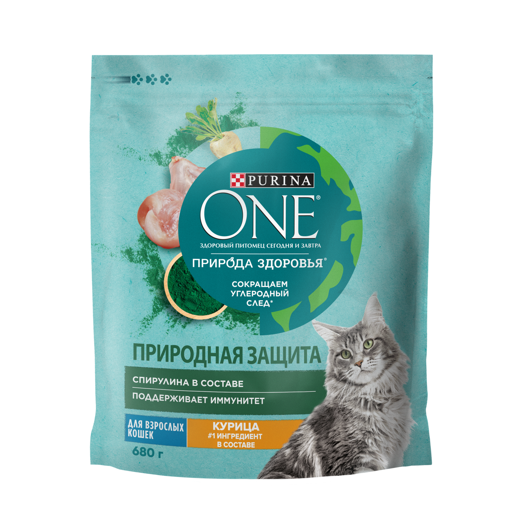 фото PURINA ONE Природа Здоровья 680 г сухой корм для взрослых кошек с высоким содержанием курицы и спирулиной
