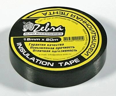 фото Изолента 15 мм*20 м "ZEBRA" (черный)