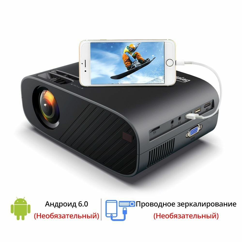 Светодиодный видеопроектор Everycom M7 720P Портативный Android Wifi Bluetooth Beamer Поддержка Full HD 1080P Домашний кинотеатр