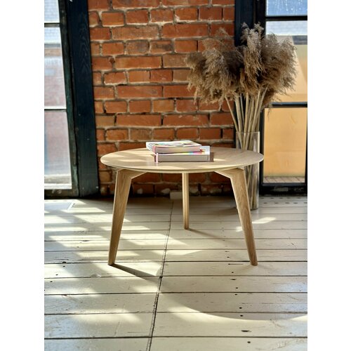 фото Журнальный столик круглый, place it home, цвет беленый дуб, диаметр 61см