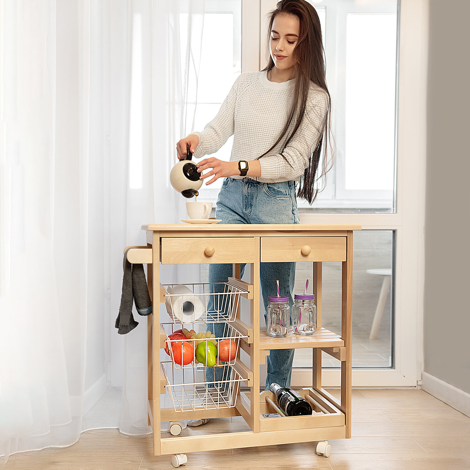 Тумба с баром и корзинами лак — фото 1