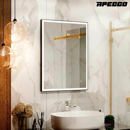 Зеркало для ванной Apeggo Jazmin Led 600х800, реверсивное крепление, черный GG90257BL