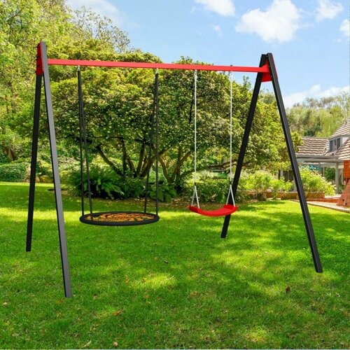 Уличные качели Sv Sport Maxi (рама + качели-гнездо Grad + качели пластиковые) Длина:3 м Щит баскетбольный: Нет Диаметр:1 м