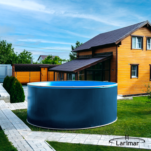Бассейн каркасный LARIMAR: морозоустойчивый, круглый. 150 х 125 см. Цвет платина + Чашковый пакет толщиной 0,55 мм.
