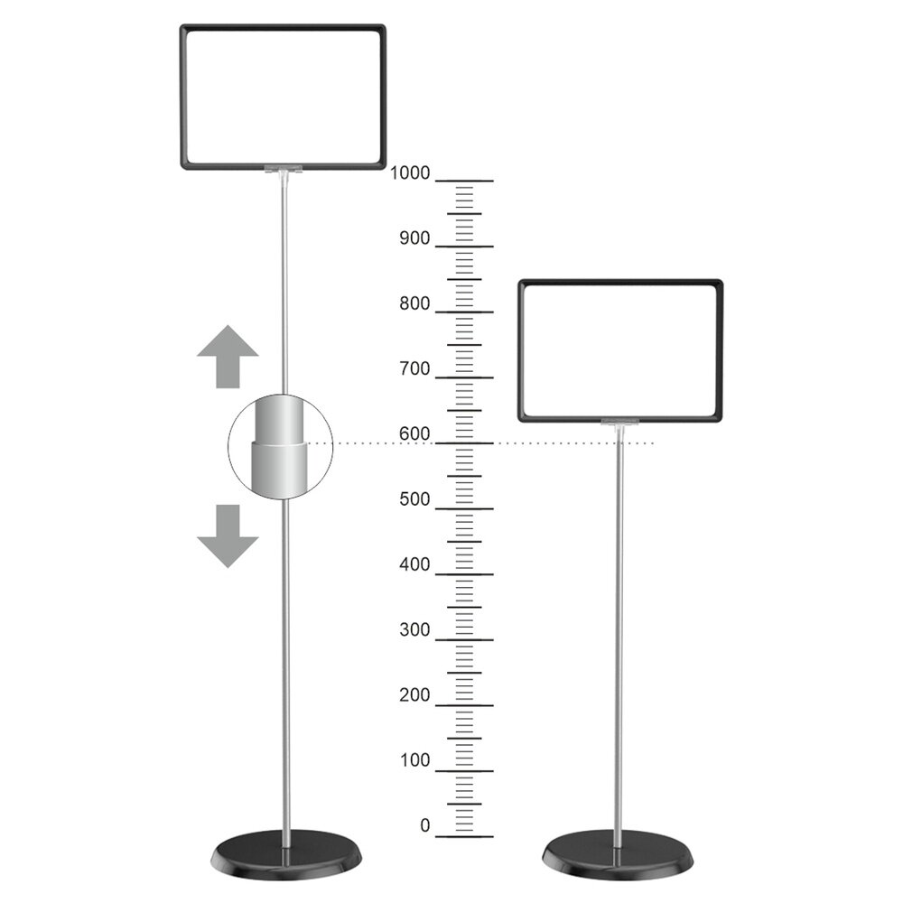 фото Стойка информационная OfficeSpace телескопическая А4, черная (367787)