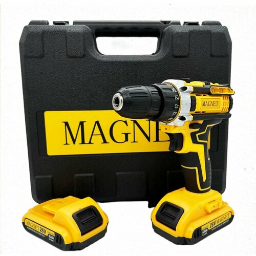 Дрель-шуруповерт аккумуляторный MAGNET 26v набор из 24 предметов 2 АКБ 5890₽