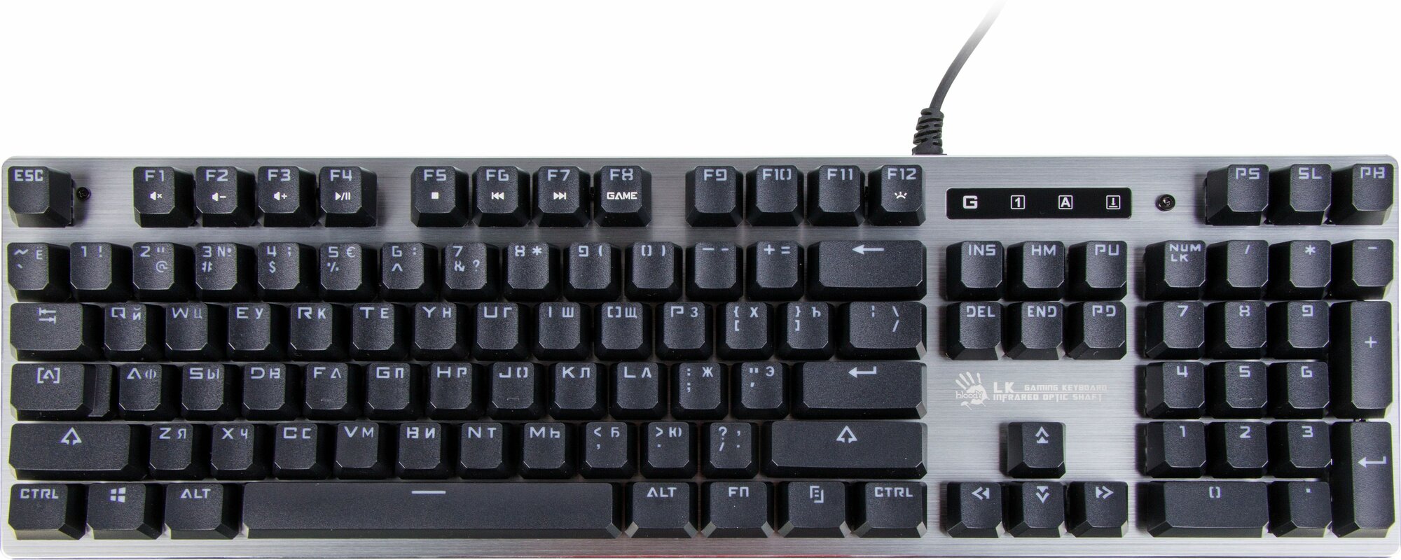Клавиатура A4Tech механическая серый USB for gamer LED (1377936) - фото №8