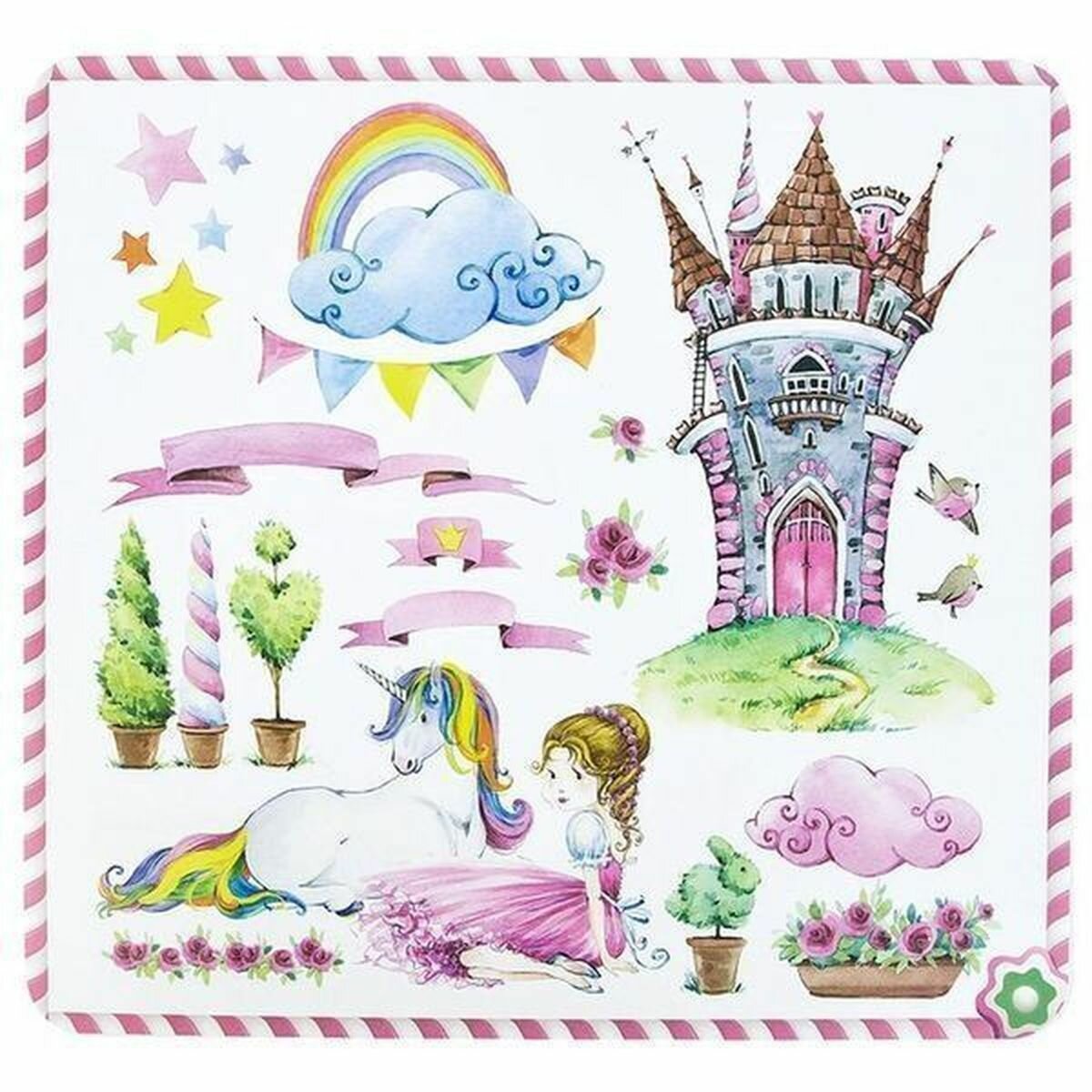 Салфетка сервировочная (плейсмат) "Единорог", Дизайн 01, 30x28см (цена за 1 шт.)