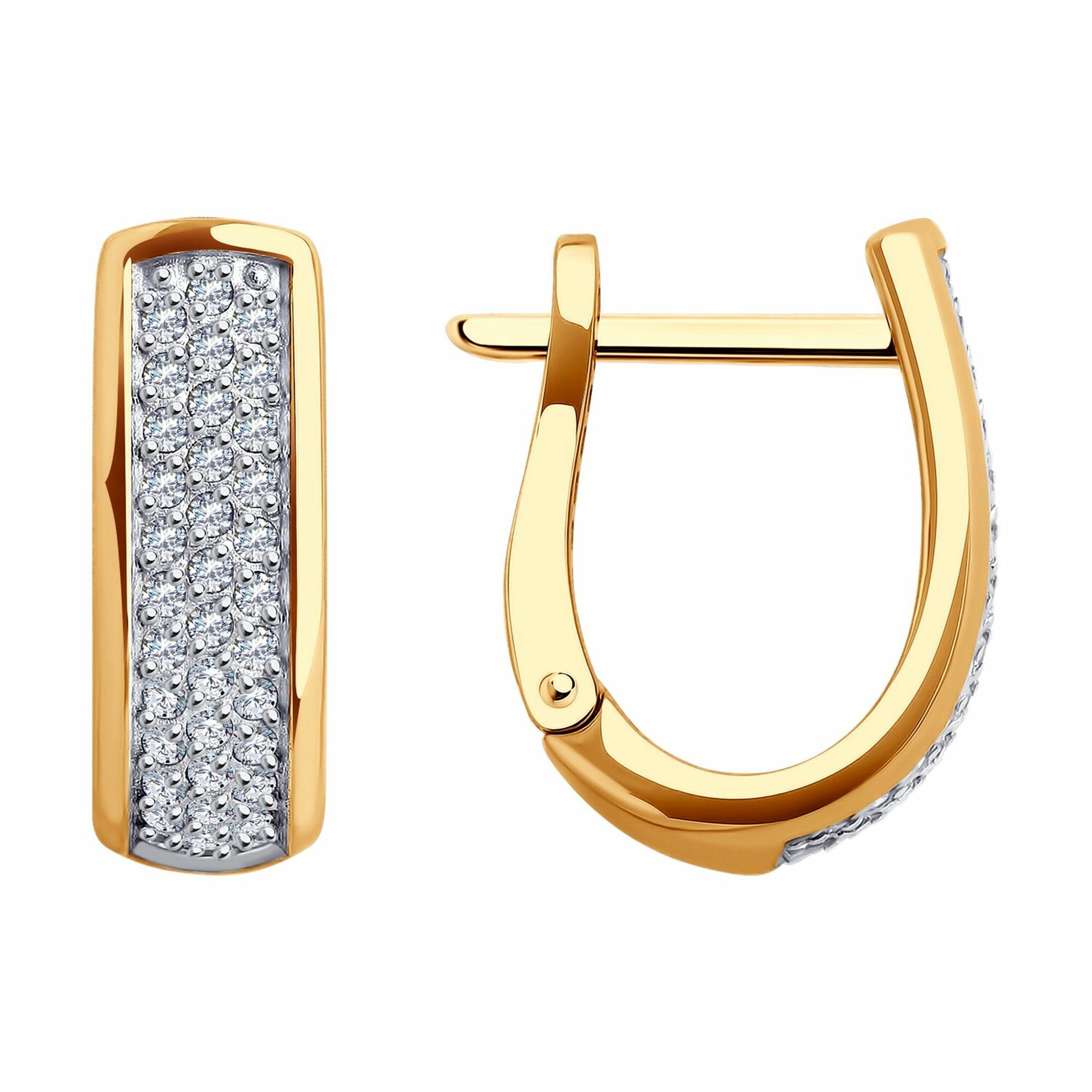 Серьги Diamant online, красное золото, 585 проба, фианит
