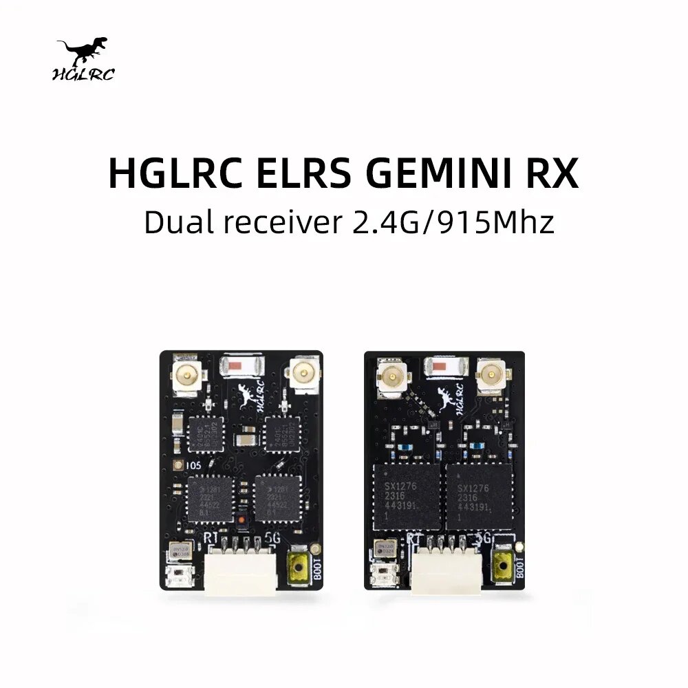 Двойной приемник HGLRC ELRS GEMINI RX 2,4G/915Mhz, 2.4G — фото 1