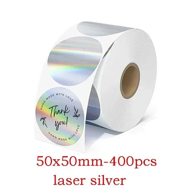 Круглые термонаклейки Bekia 50 мм, 600 шт, laser sliver