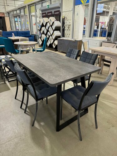 Изображение товара Стол кухонный раздвижной Орфей 17 лофт лдсп Тёмный цемент 135/172*850 высота 76 см ножки метал черные удобный