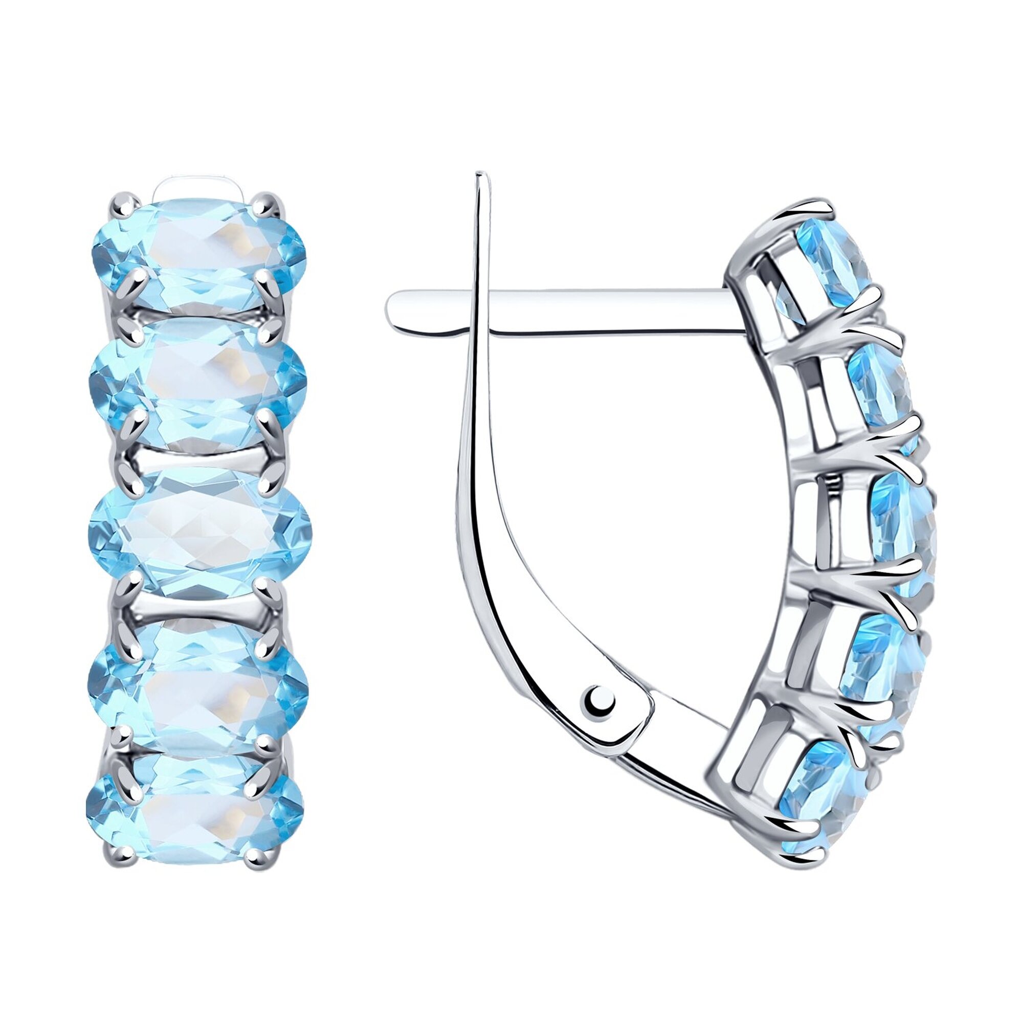 Серьги Diamant online, серебро, 925 проба, родирование, топаз
