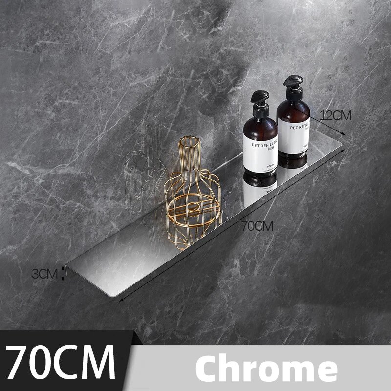 Настенная угловая полка для ванной из нержавеющей стали 70/80/90 см, Chrome 70cm