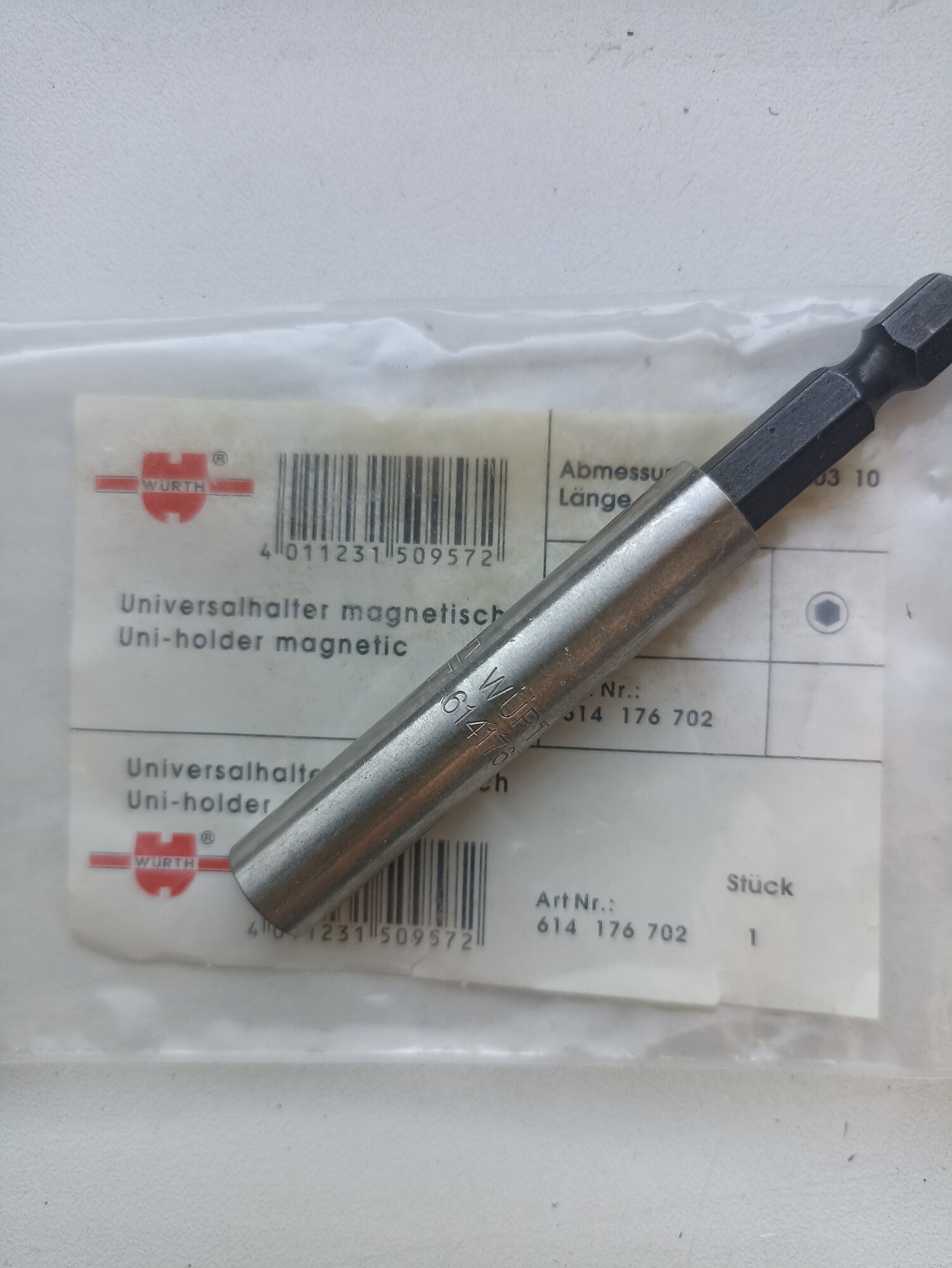 Битодержатель WURTH, магнитный, со стопорным кольцом, 1/4', 74мм