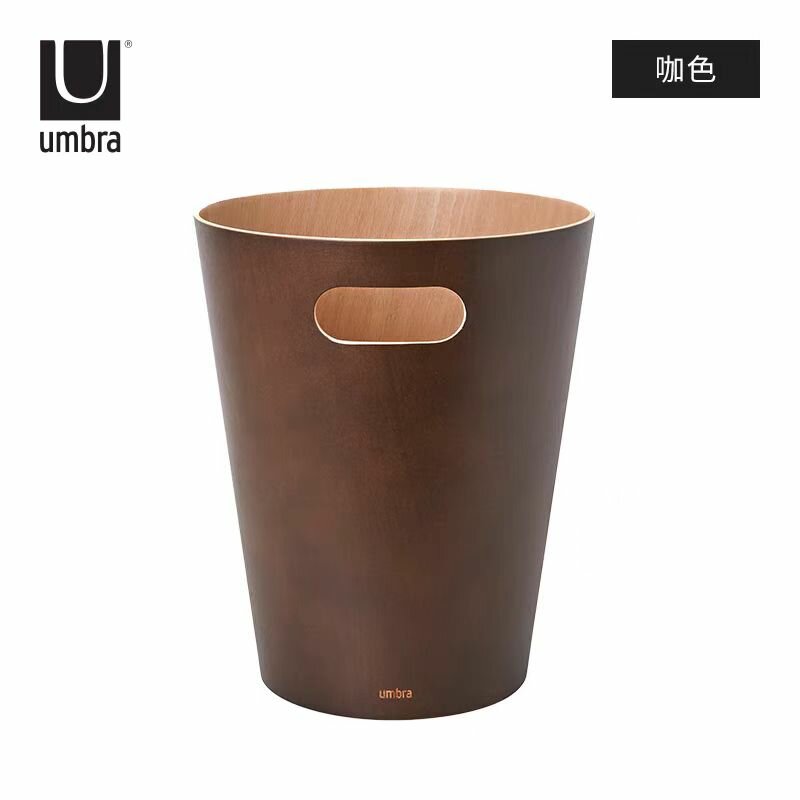 Корзина для мусора Umbra Woodrow дерево пластик круглая форма коричневая 75л