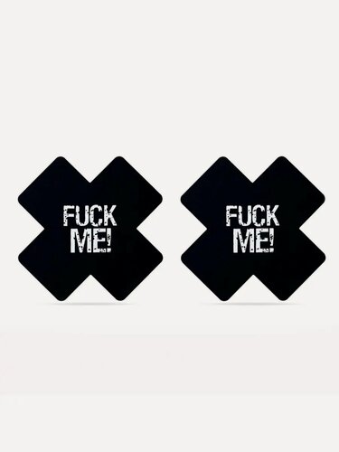 Изображение товара Пэстисы Fuck me, универсальные, черный цвет, наклейки на грудь - в одном комплекте пара