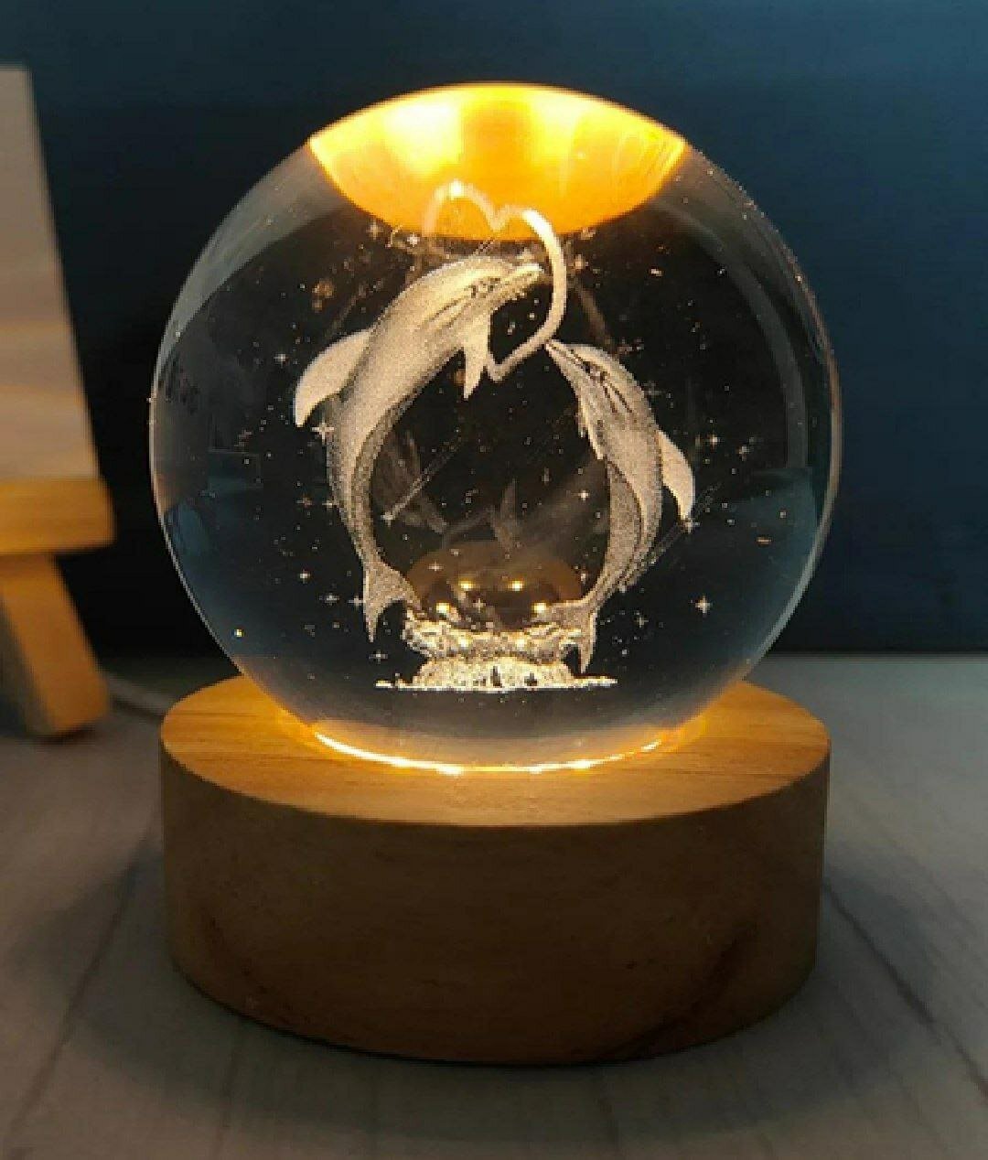 Хрустальный шар-ночник 3D, антистресс, настольный стеклянный светильник, 6 см
