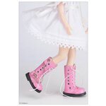 Dollmore 12 inches Anfan Chain Boots Pink (Высокие розовые ботинки на шнуровке с цепочками для кукол Пуллип 31 см / Блайз / Доллмор) - изображение