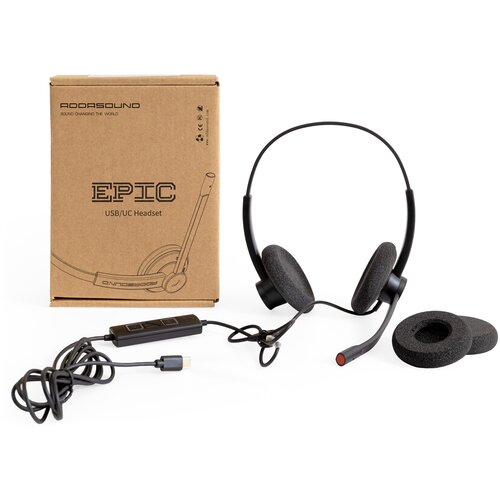 Профессиональные наушники с микрофоном для компьютера ADDASOUND Epic 302, USB-С, цвет черно-серый, (ADD-EPIC-302с)