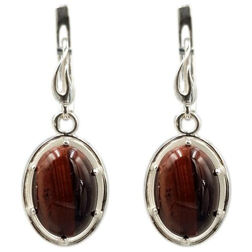 Серьги Невский-Т из серебра с соколиным глазом 43557СГ