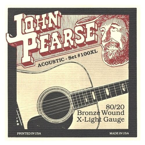 Комплект струн .010-.047 с бронзовой навивкой John Pearse 100XL для акустической гитары