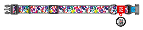 Collar Ошейник WAUDOG Nylon c QR паспортом, рисунок "Волшебные цветы", пластиковый фастекс 31-49 см - фотография № 3