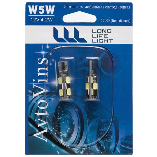 Лампа диодная W5W SMD 5630 12V-4.2W 12PCS 5700К, 2 шт 64/приборная панель/габаритные огни/автолампа