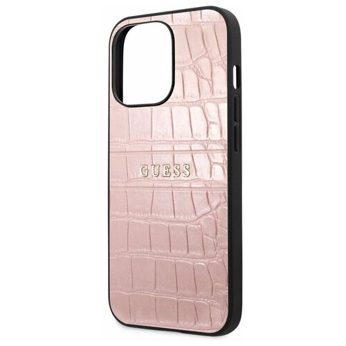 фото Guess для iphone 13 pro max чехол pu croco with metal logo hard pink