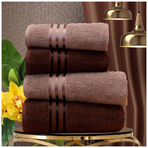 фото Набор из 4 полотенец harmonika цвет: коричневый, кофейный (50х80 см - 2 шт, 70х130 см - 2 шт) dome