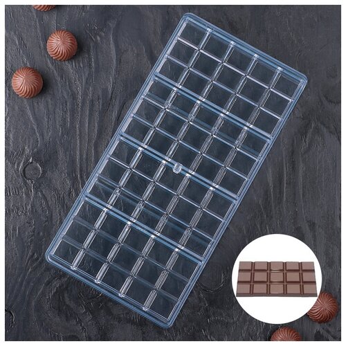 Форма для шоколада и конфет KONFINETTA «Плитка», 33×16,5×3 см, 60 ячеек, цвет прозрачный (1шт.)