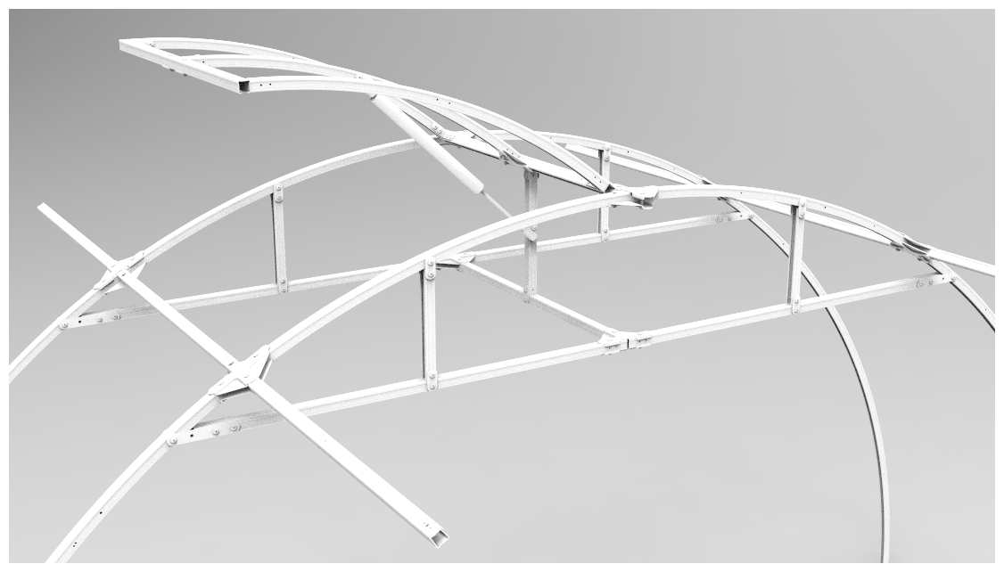 Верхняя автофорточка для арочной теплицы (шаг 65см)