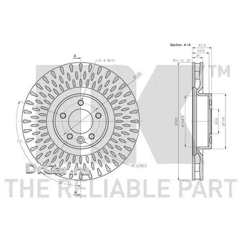 фото Nk диск тормозной land rover range rover sport 50 09- передний вентd380м
