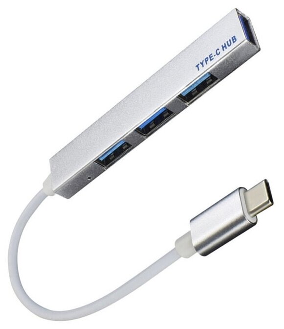 Разветвитель Rapture T-818A USB-концентратор Type-C на 4 порта, USB 2,0, серебристый