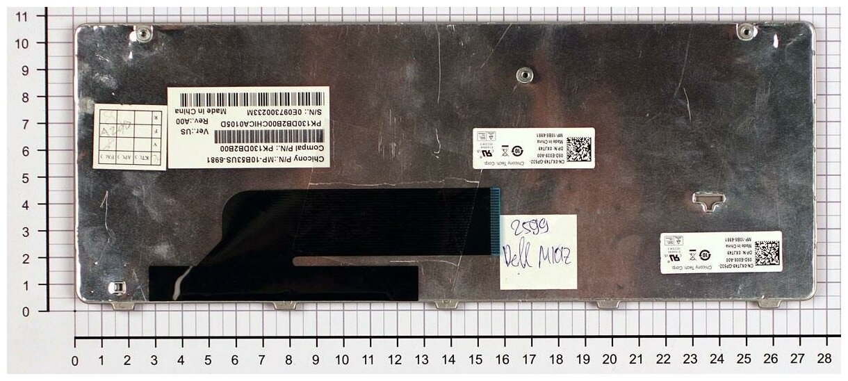 Клавиатура для ноутбука Dell 0174T2 черная с красной рамкой